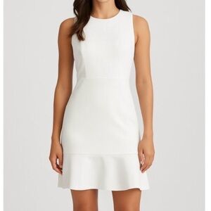 J. Crew White 365 Sleeveless Midi Dress with Flared Hem